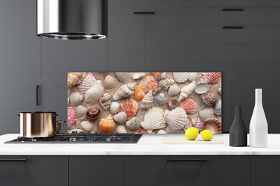 Kitchen Splashback Shellfish art white grey brown beige