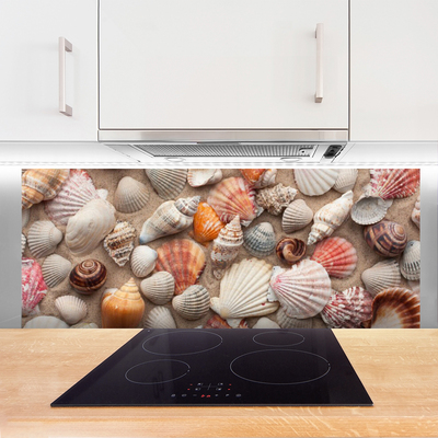 Kitchen Splashback Shellfish art white grey brown beige