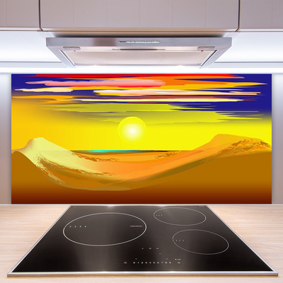 Kitchen Splashback Desert art yellow purple