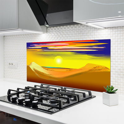 Kitchen Splashback Desert art yellow purple