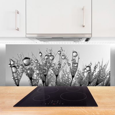 Kitchen Splashback Abstract floral grey
