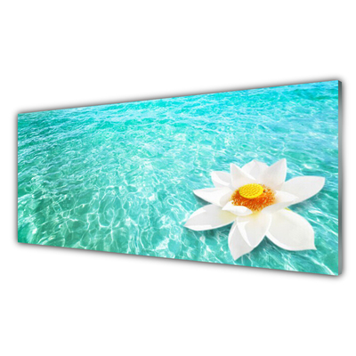 Kitchen Splashback Water flower art blue white