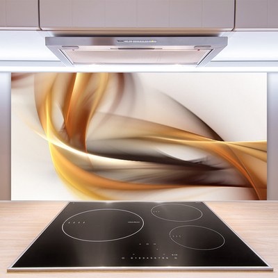 Kitchen Splashback Abstract art yellow brown grey white