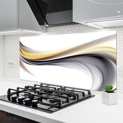 Kitchen Splashback Abstract art yellow grey white