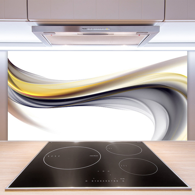 Kitchen Splashback Abstract art yellow grey white