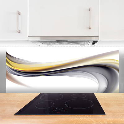 Kitchen Splashback Abstract art yellow grey white