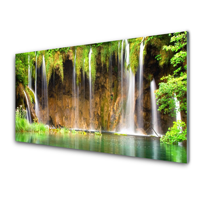 Kitchen Splashback Waterfall lake nature brown green white blue