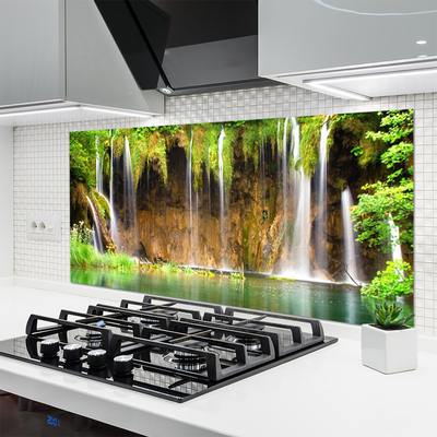 Kitchen Splashback Waterfall lake nature brown green white blue