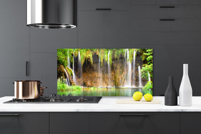 Kitchen Splashback Waterfall lake nature brown green white blue