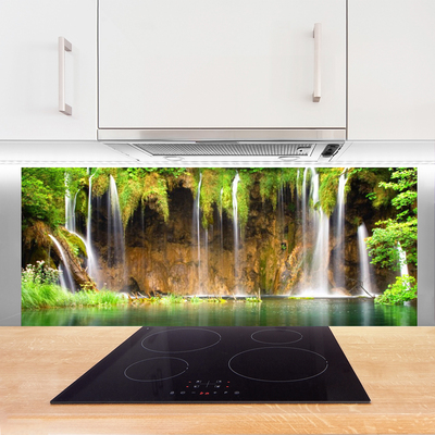 Kitchen Splashback Waterfall lake nature brown green white blue