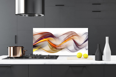 Kitchen Splashback Abstract art yellow green red grey white