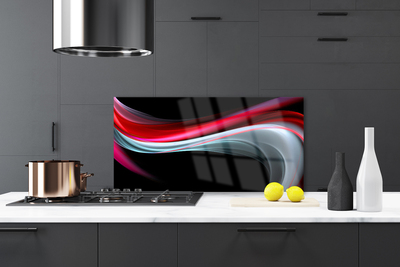 Kitchen Splashback Abstraction art red grey black