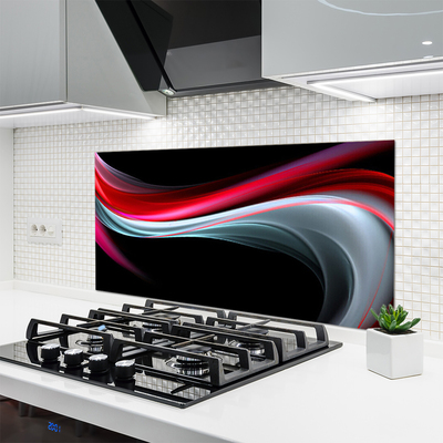 Kitchen Splashback Abstraction art red grey black