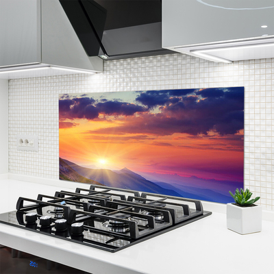 Kitchen Splashback Sun mountains landscape multi