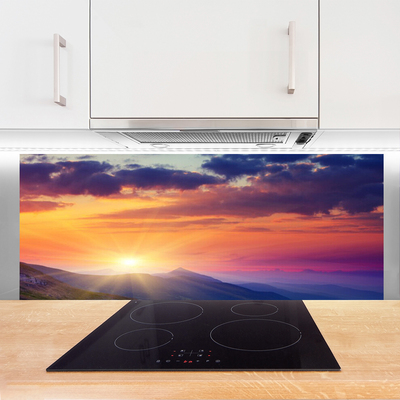 Kitchen Splashback Sun mountains landscape multi