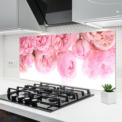 Kitchen Splashback Roses floral pink