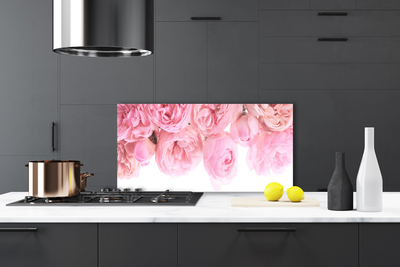 Kitchen Splashback Roses floral pink