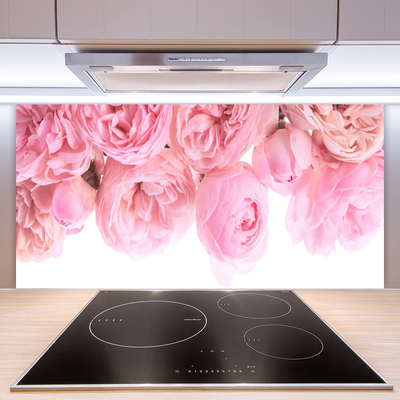 Kitchen Splashback Roses floral pink