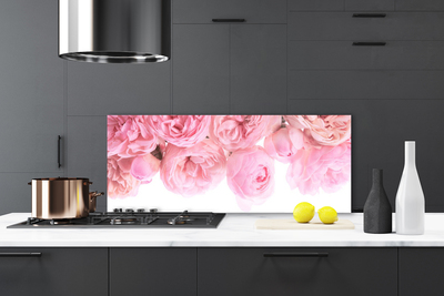 Kitchen Splashback Roses floral pink