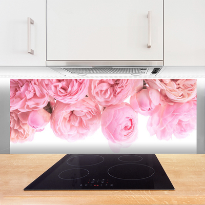 Kitchen Splashback Roses floral pink