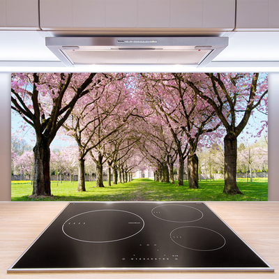 Kitchen Splashback Footpath trees nature brown pink green