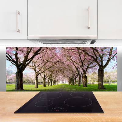 Kitchen Splashback Footpath trees nature brown pink green