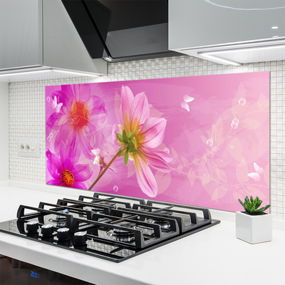 Kitchen Splashback Flowers floral pink