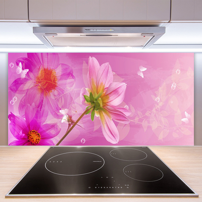 Kitchen Splashback Flowers floral pink