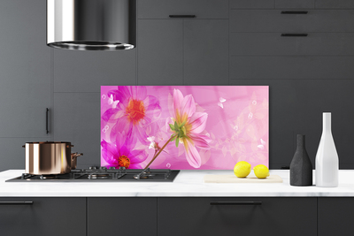 Kitchen Splashback Flowers floral pink