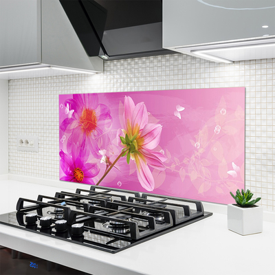 Kitchen Splashback Flowers floral pink