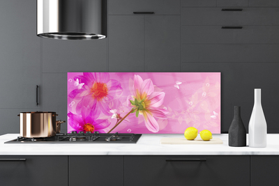 Kitchen Splashback Flowers floral pink