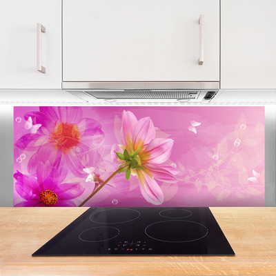 Kitchen Splashback Flowers floral pink