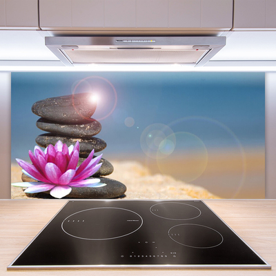 Kitchen Splashback Stones flower art red white black