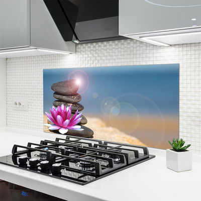 Kitchen Splashback Stones flower art red white black