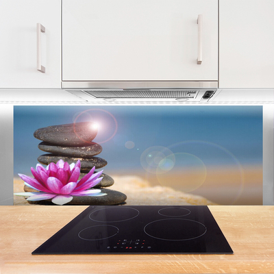 Kitchen Splashback Stones flower art red white black