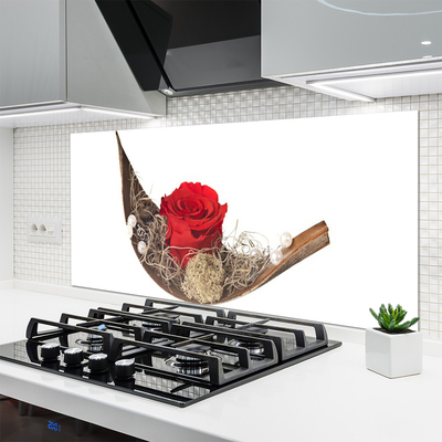 Kitchen Splashback Rose floral red