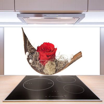 Kitchen Splashback Rose floral red