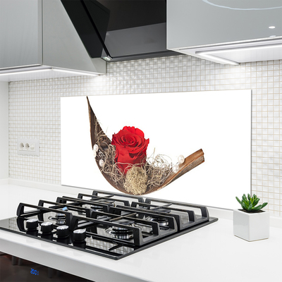 Kitchen Splashback Rose floral red