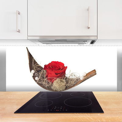 Kitchen Splashback Rose floral red