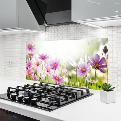 Kitchen Splashback Flowers floral pink