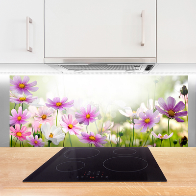 Kitchen Splashback Flowers floral pink