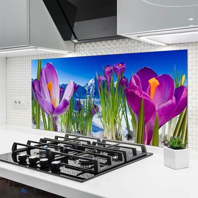 Kitchen Splashback Flowers floral pink green