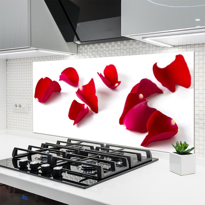 Kitchen Splashback Petals floral red