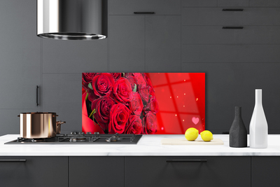 Kitchen Splashback Roses floral red