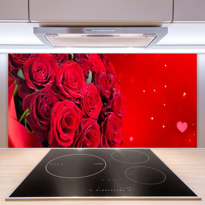 Kitchen Splashback Roses floral red