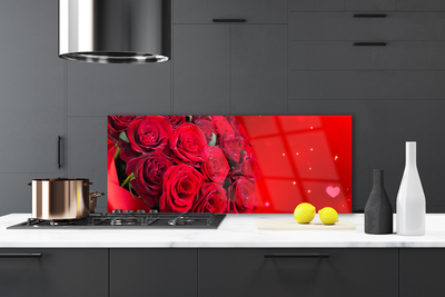 Kitchen Splashback Roses floral red