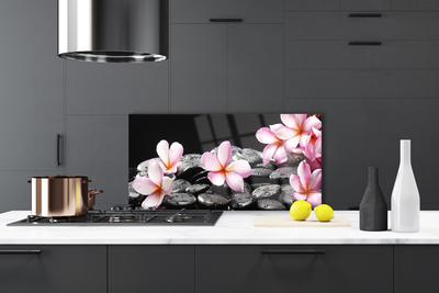 Kitchen Splashback Flower stones floral pink black