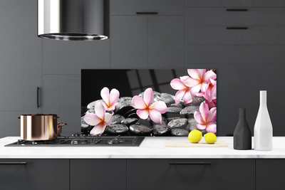 Kitchen Splashback Flower stones floral pink black