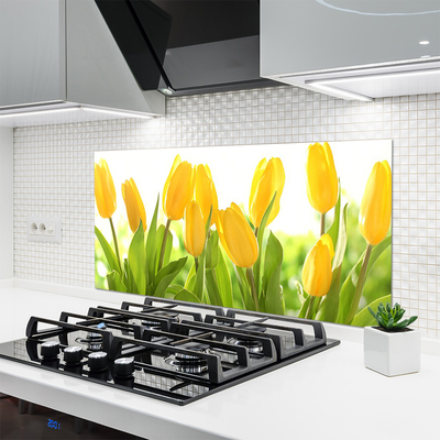 Kitchen Splashback Tulips floral yellow green