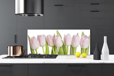 Kitchen Splashback Tulips floral pink green